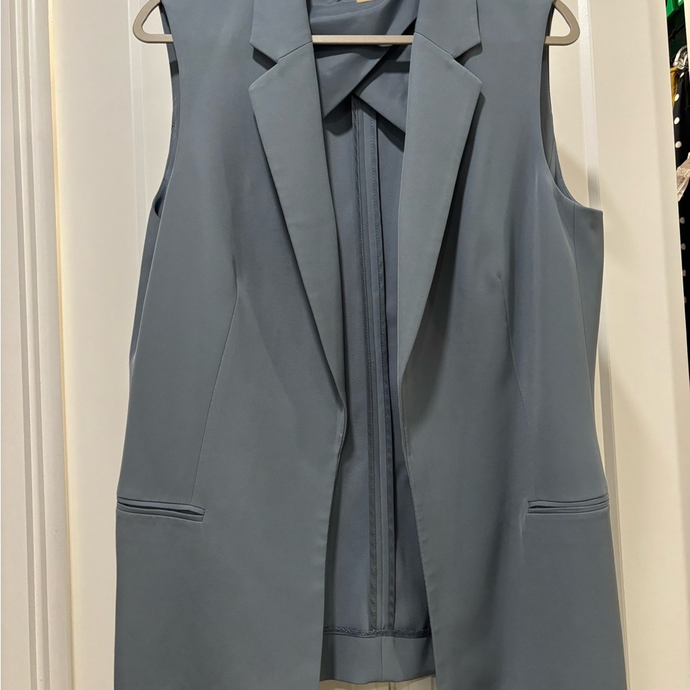 Calvin Klein Sleeveless Blazer Vest in Dusty Blue